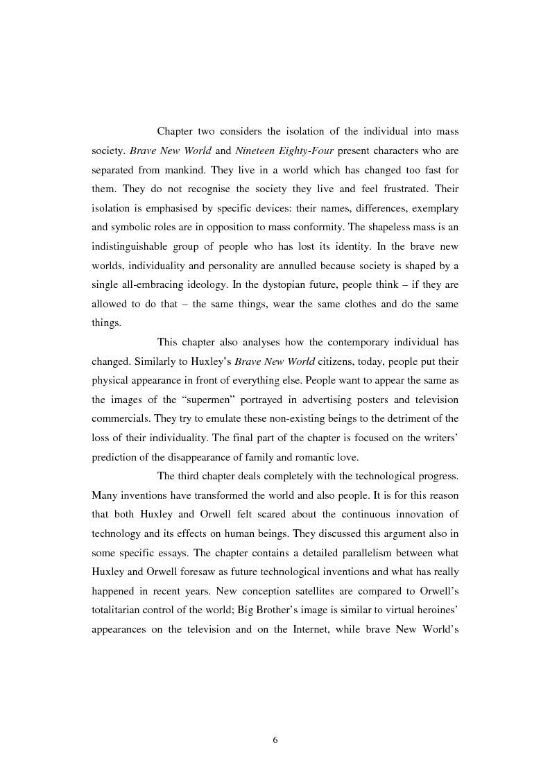 Anteprima della tesi: The Contemporary World Seen through the Dystopian Novels of Huxley and Orwell, Pagina 3
