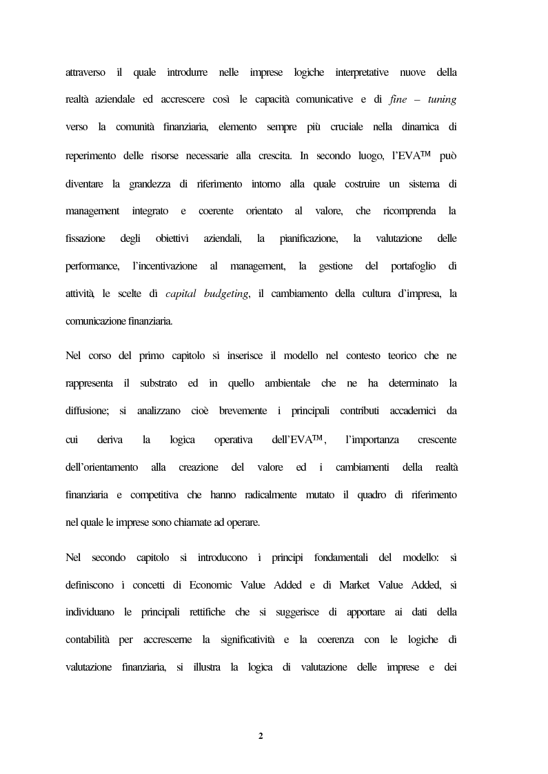Anteprima della tesi: Il modello dell'Economic Value Added (EVA) e l'esperienza del gruppo Siemens, Pagina 2