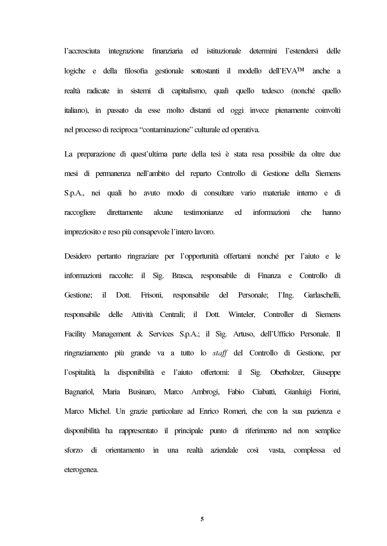 Anteprima della tesi: Il modello dell'Economic Value Added (EVA) e l'esperienza del gruppo Siemens, Pagina 5