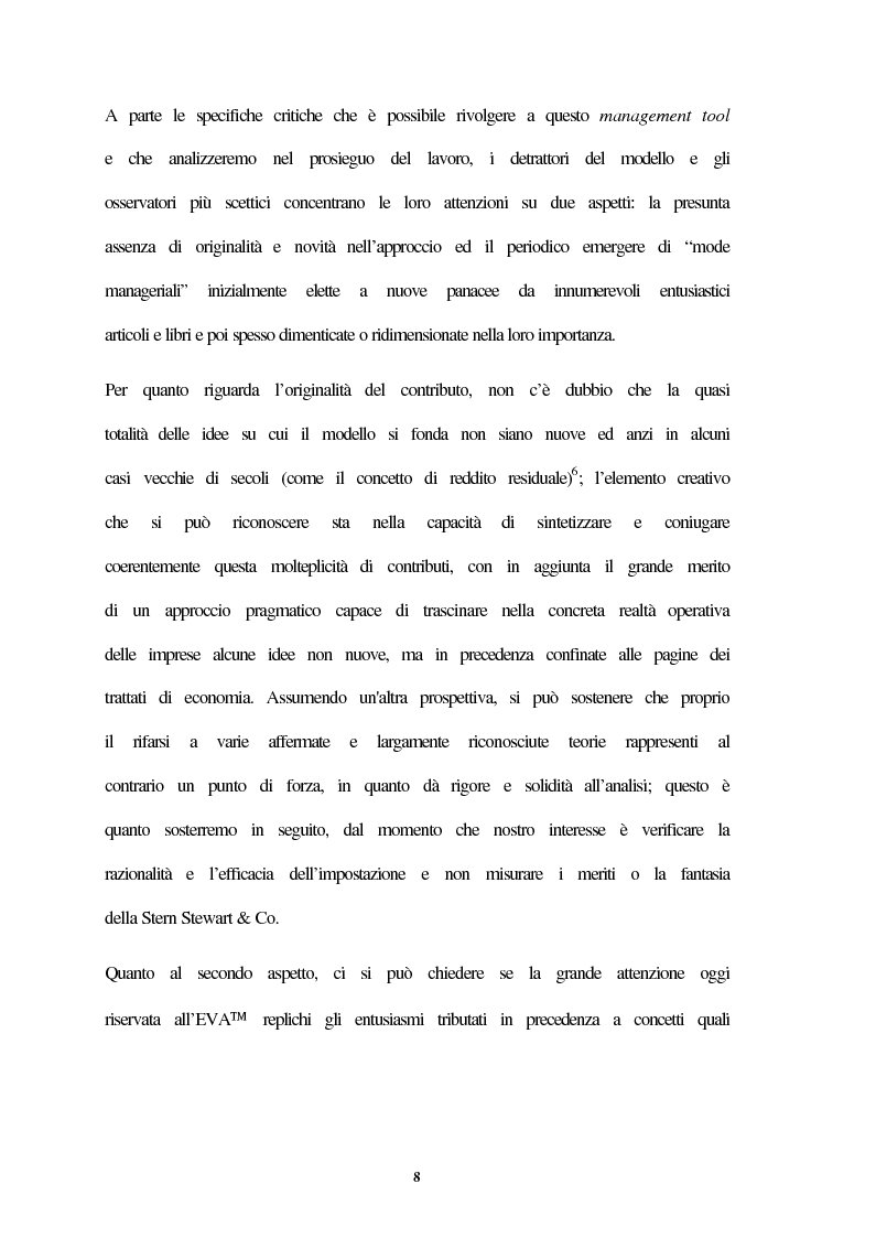 Anteprima della tesi: Il modello dell'Economic Value Added (EVA) e l'esperienza del gruppo Siemens, Pagina 8
