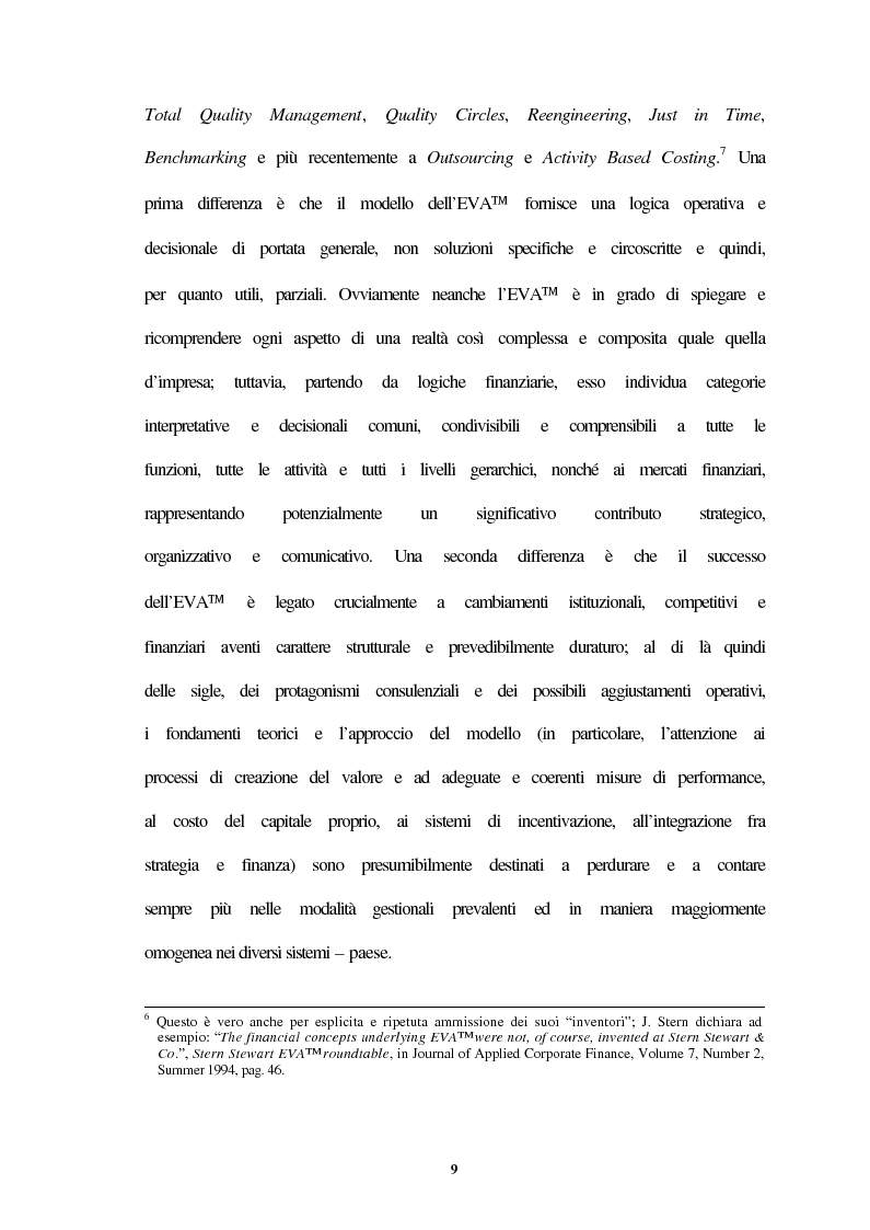 Anteprima della tesi: Il modello dell'Economic Value Added (EVA) e l'esperienza del gruppo Siemens, Pagina 9