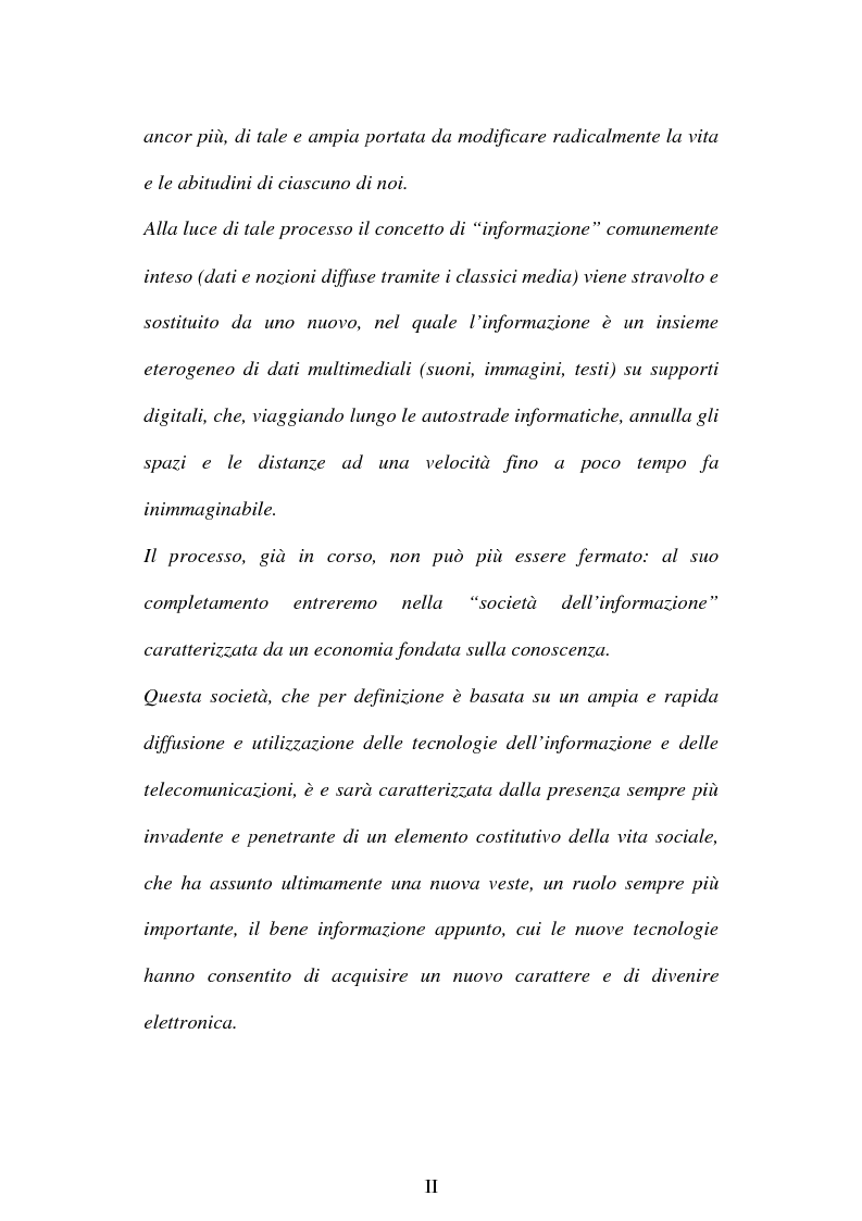 Anteprima della tesi: La società dell'informazione e la tutela della privacy nell'ordinamento internazionale e comunitario, Pagina 2