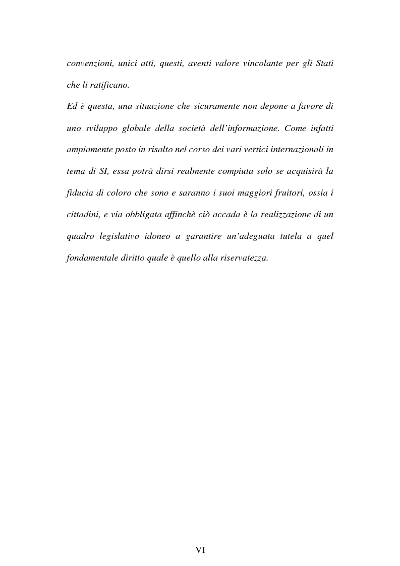 Anteprima della tesi: La società dell'informazione e la tutela della privacy nell'ordinamento internazionale e comunitario, Pagina 6