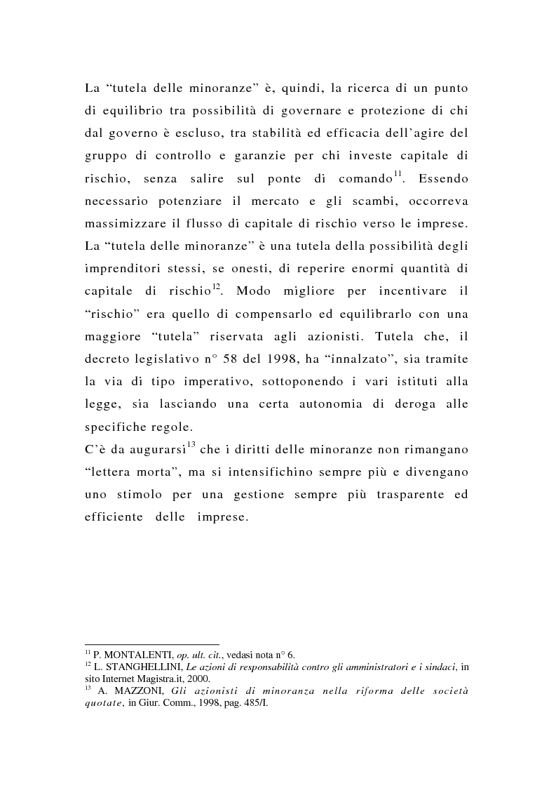 Anteprima della tesi: La tutela delle minoranze nelle società quotate a oltre tre anni dall'entrata in vigore del T.U.F., Pagina 15