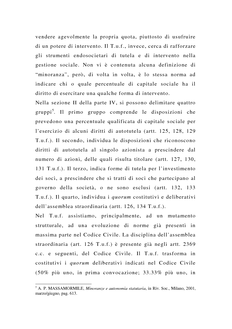 Anteprima della tesi: La tutela delle minoranze nelle società quotate a oltre tre anni dall'entrata in vigore del T.U.F., Pagina 7