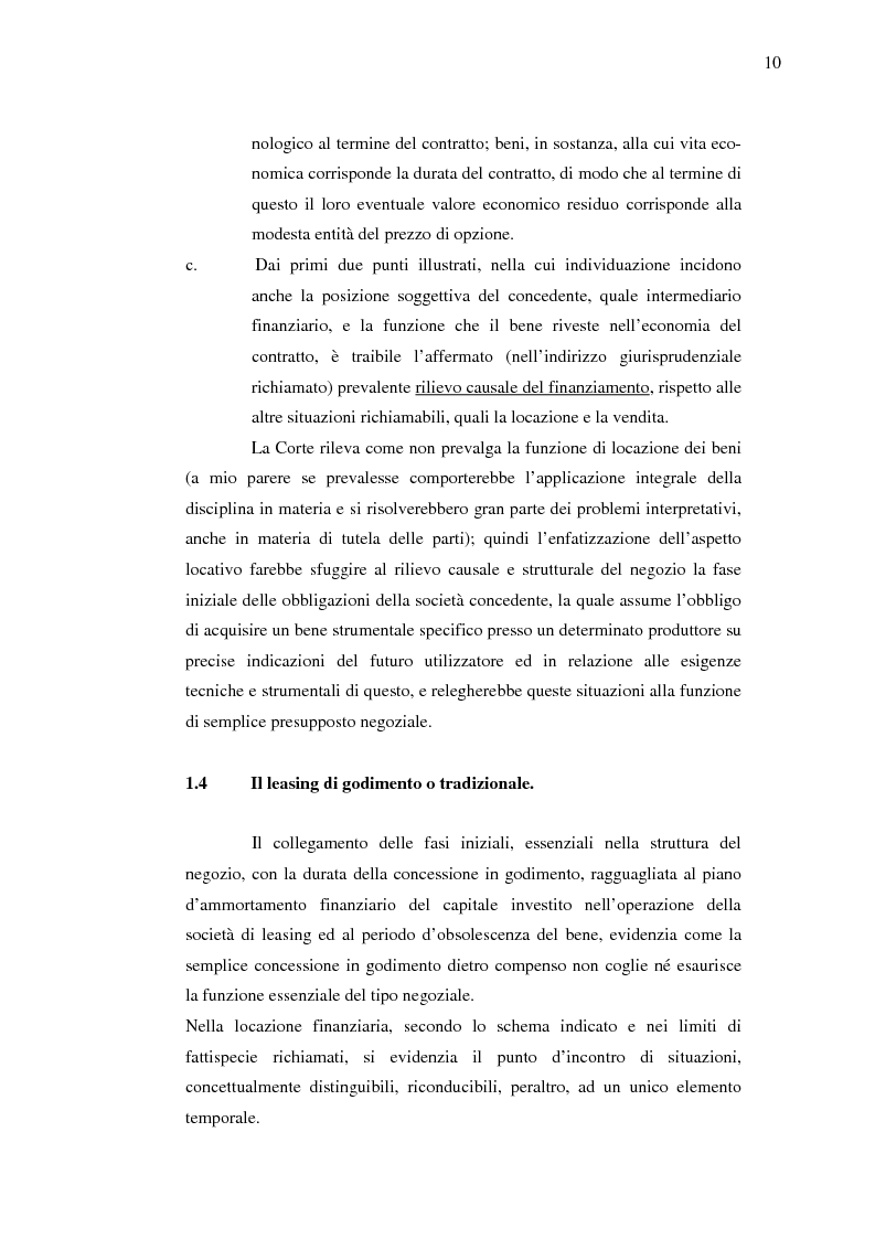 Anteprima della tesi: Costi e benefici secondo i differenti profili giuridici, contabili e tributari delle posizioni delle parti nei contratti di leasing, Pagina 14