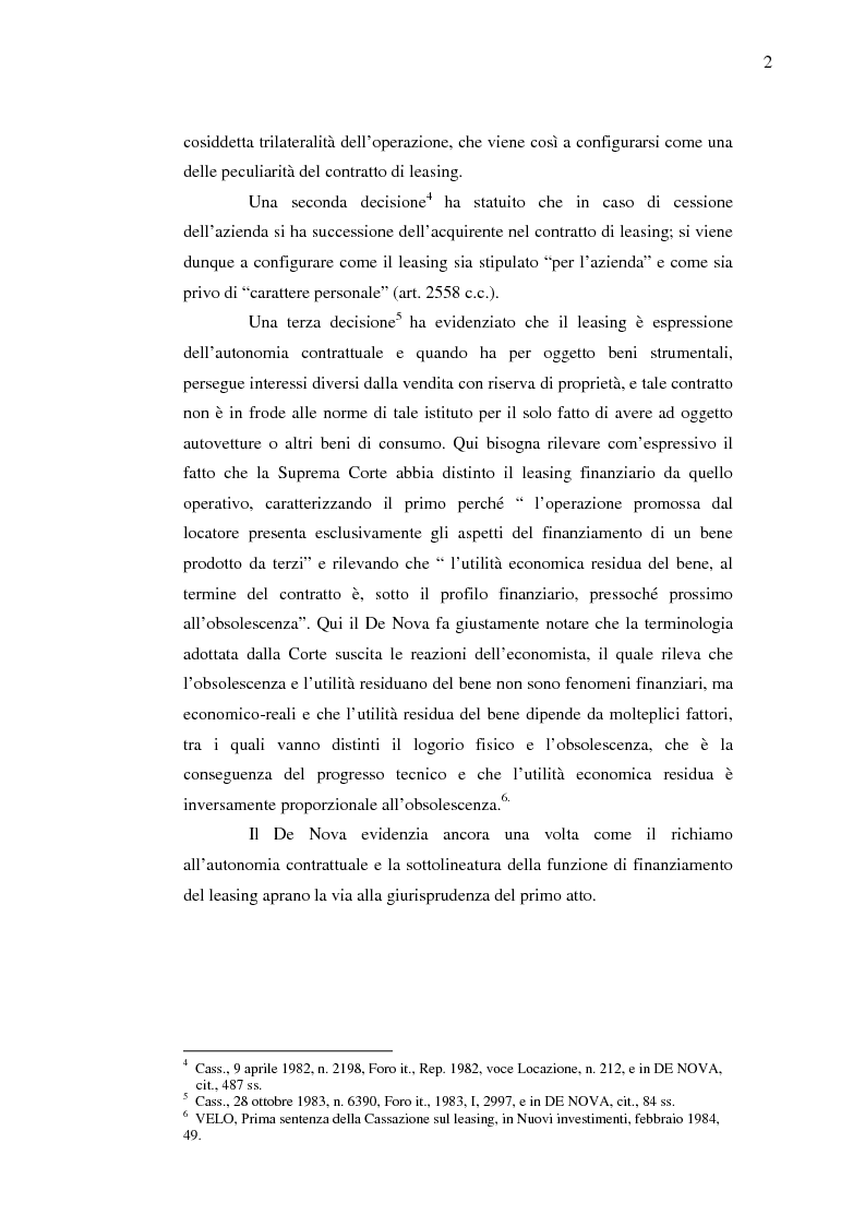 Anteprima della tesi: Costi e benefici secondo i differenti profili giuridici, contabili e tributari delle posizioni delle parti nei contratti di leasing, Pagina 6