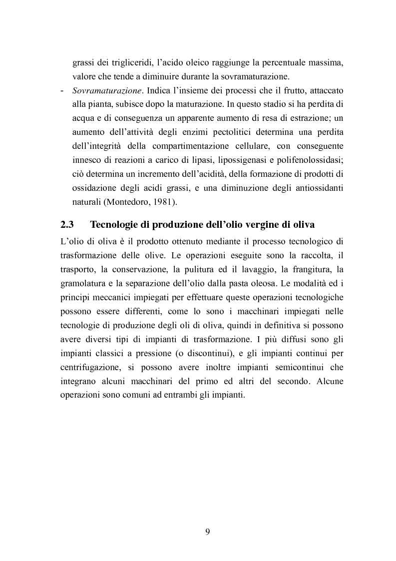 Anteprima della tesi: Valutazione della qualità di oli extravergini di oliva, ottenuti con diverse tecniche di estrazione, in relazione al contenuto di sotanze a struttura fenolica, Pagina 9