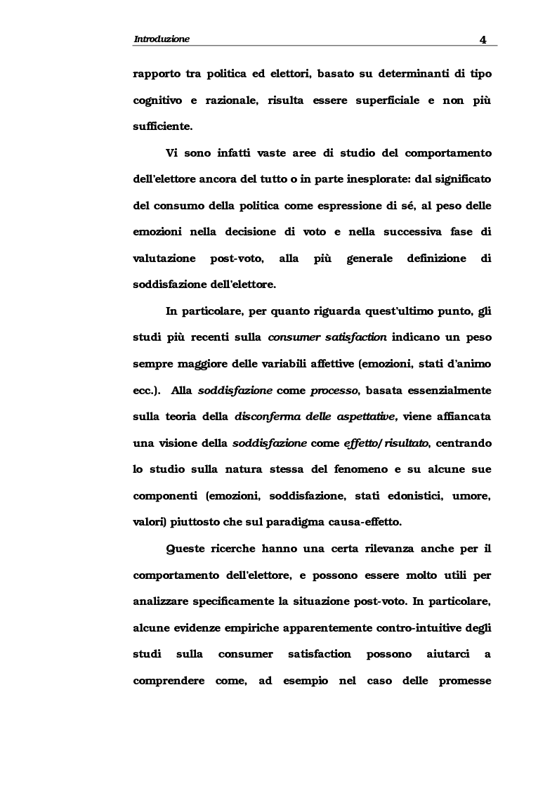 Anteprima della tesi: Consumer satisfaction e marketing politico, una proposta di studio, Pagina 2