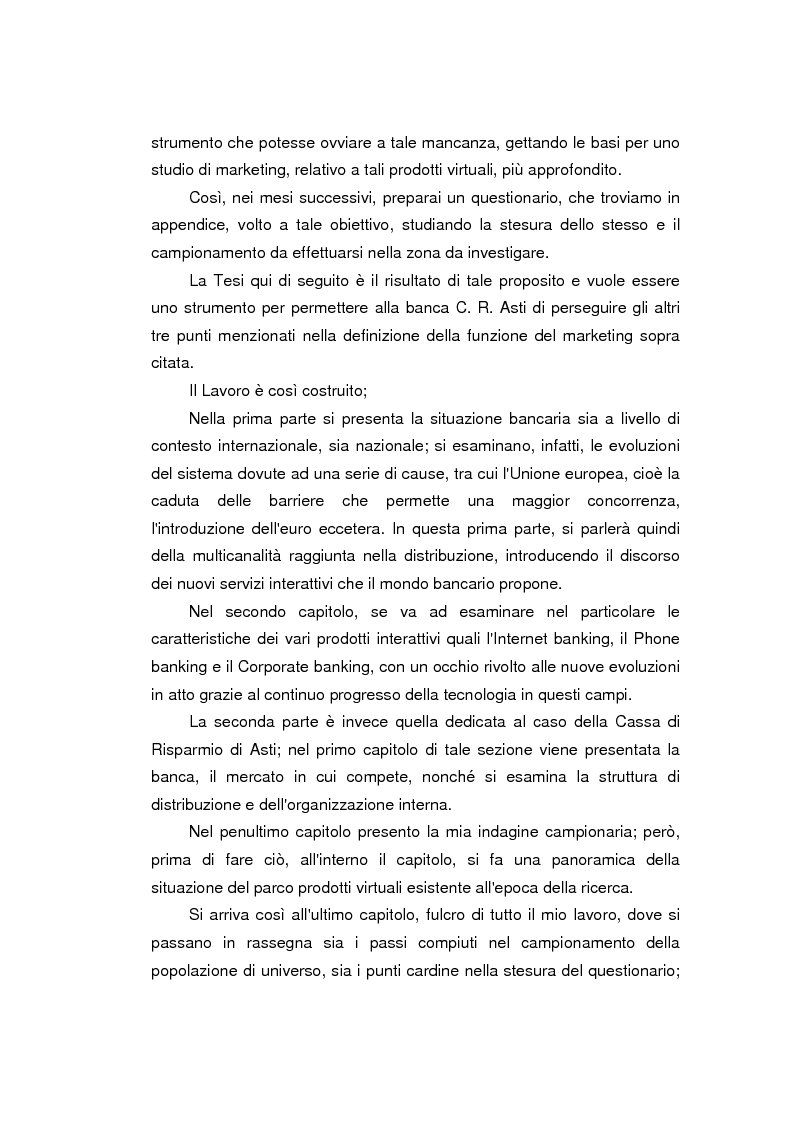 Anteprima della tesi: I prodotti bancari virtuali - Un'indagine di mercato per la Cassa di Risparmio di Asti, Pagina 2