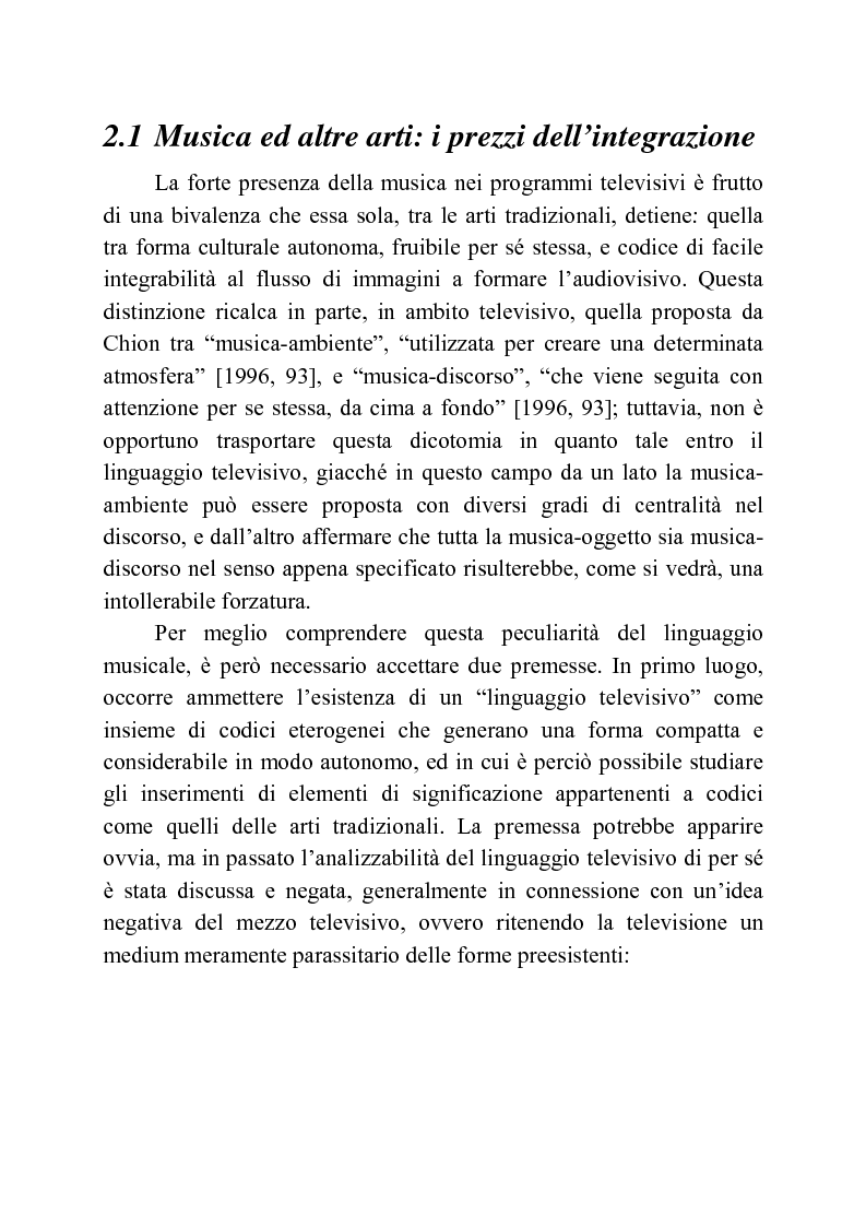 Anteprima della tesi: Usi della musica nella neotelevisione: una proposta di tassonomia, Pagina 10