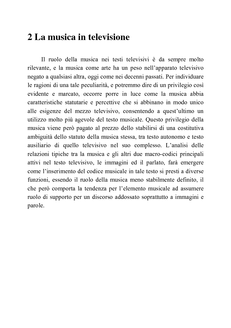Anteprima della tesi: Usi della musica nella neotelevisione: una proposta di tassonomia, Pagina 9