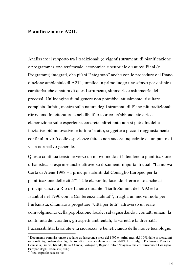 Anteprima della tesi: Processi di Agenda 21 Locale e politiche e strumenti per lo Sviluppo Urbano Sostenibile. Il caso di Mola di Bari, Pagina 12
