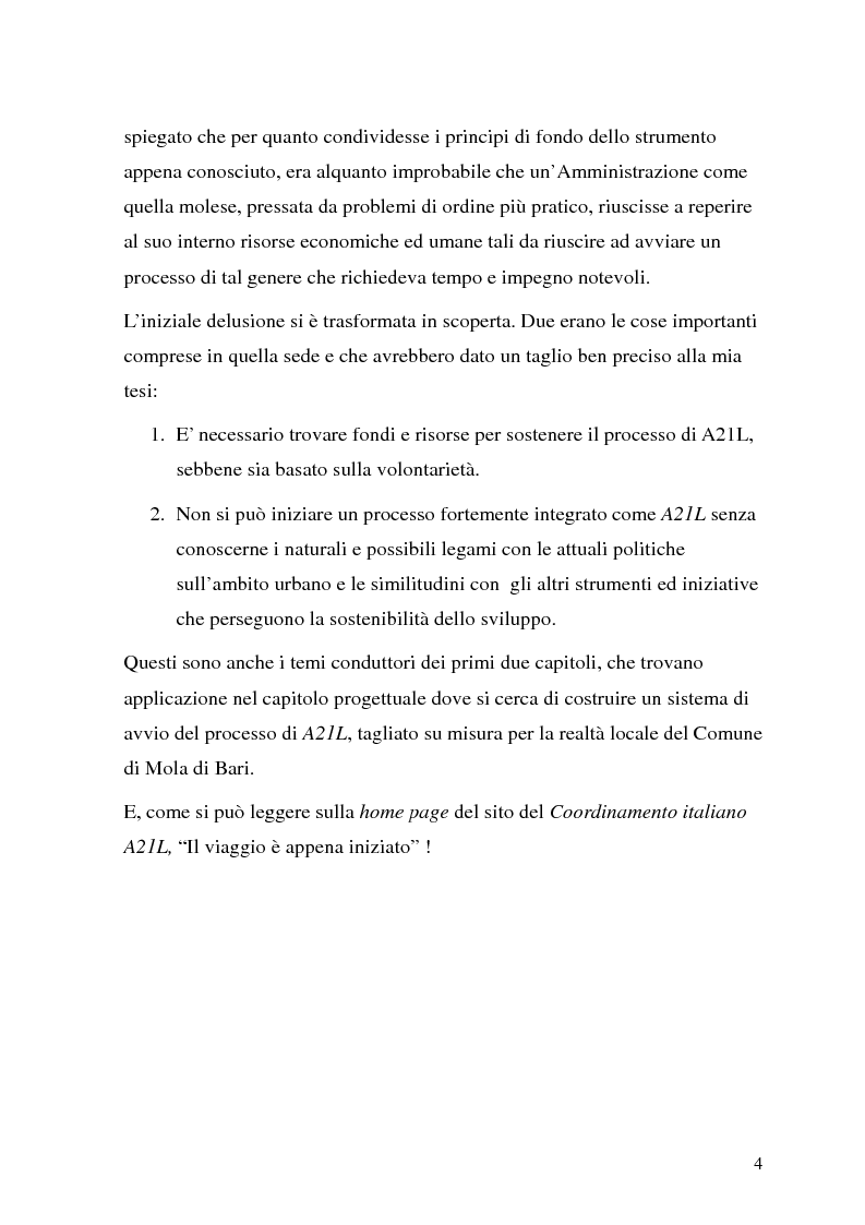 Anteprima della tesi: Processi di Agenda 21 Locale e politiche e strumenti per lo Sviluppo Urbano Sostenibile. Il caso di Mola di Bari, Pagina 3