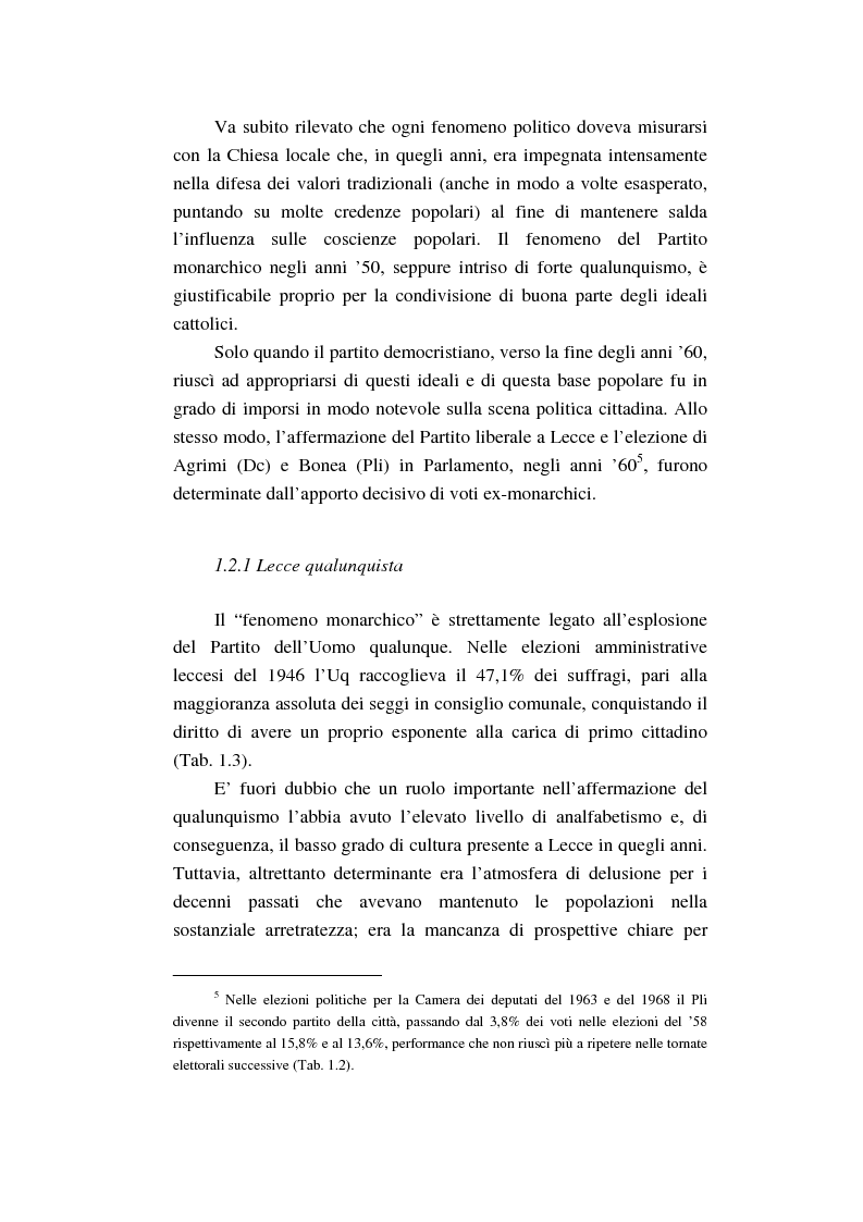 Anteprima della tesi: Un intenso biennio. Confronto tra quattro diverse elezioni nel Comune di Lecce (1999-2000), Pagina 11