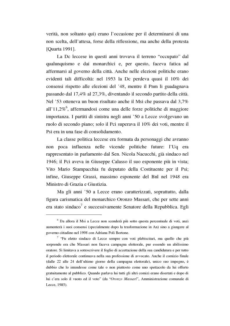 Anteprima della tesi: Un intenso biennio. Confronto tra quattro diverse elezioni nel Comune di Lecce (1999-2000), Pagina 13