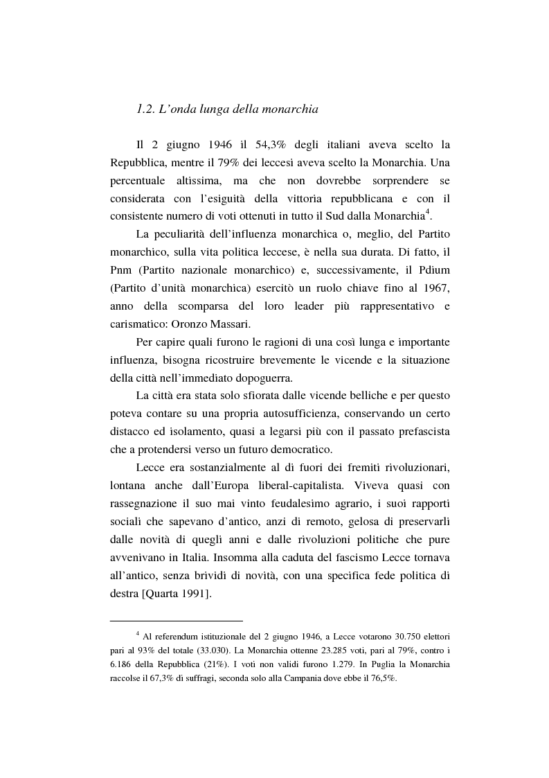 Anteprima della tesi: Un intenso biennio. Confronto tra quattro diverse elezioni nel Comune di Lecce (1999-2000), Pagina 8