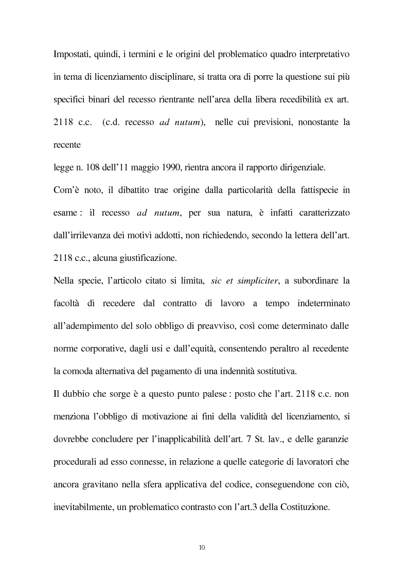 Anteprima della tesi: Il licenziamento disciplinare del dirigente, Pagina 7