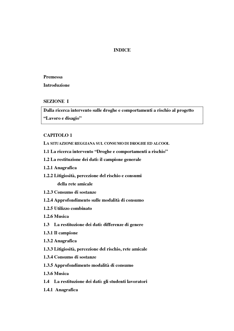 Indice della tesi: Il progetto del ''Delegato Sociale'', una sperimentazione nelle imprese e servizi della Provincia di Reggio Emilia, Pagina 1
