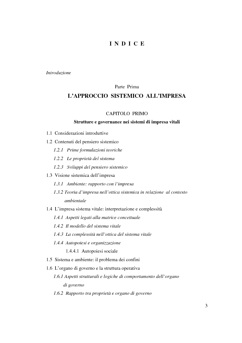 Indice della tesi: Verso l'impresa relazionale: l'approccio sistemico all'impresa tra vincoli e opportunità, Pagina 1