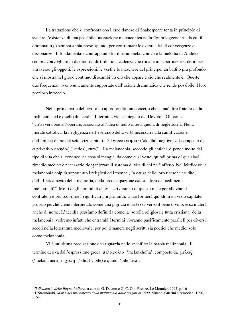 Anteprima della tesi: Amleto e la figura del melanconico nella drammaturgia elisabettiana, Pagina 2