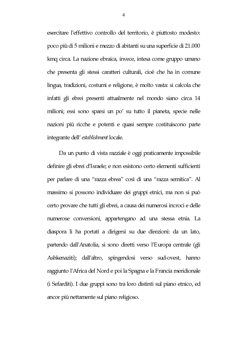 Anteprima della tesi: Israele: aspetti e problemi di uno stato piccolo con una nazione molto estesa, Pagina 4