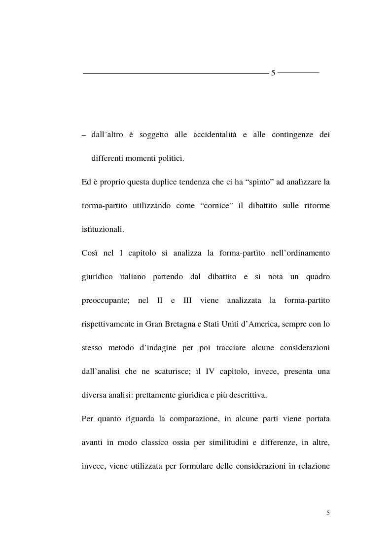 Anteprima della tesi: La forma - partito nel diritto angloamericano e riforme istituzionali in Italia, Pagina 3