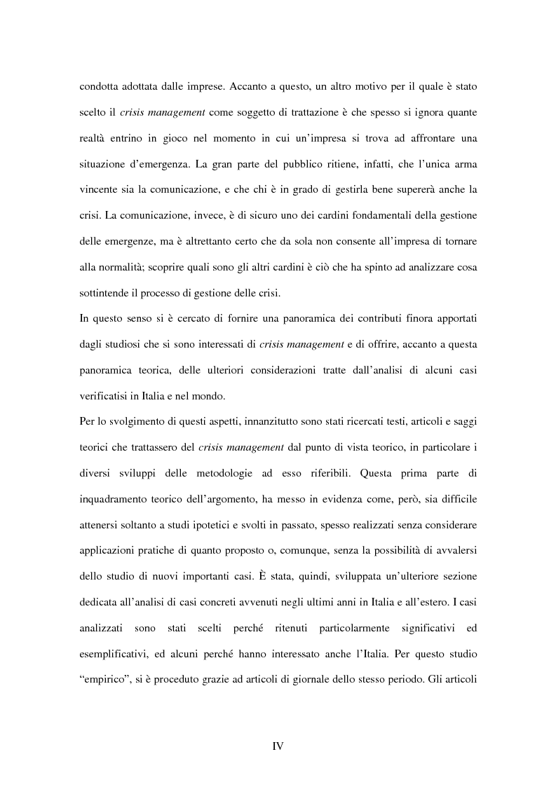 Anteprima della tesi: Crisis management: aspetti teorici e riflessioni su casi reali, Pagina 2