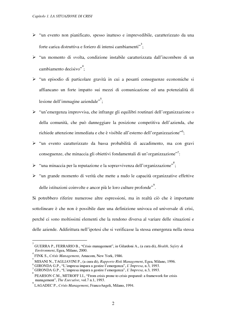 Anteprima della tesi: Crisis management: aspetti teorici e riflessioni su casi reali, Pagina 6