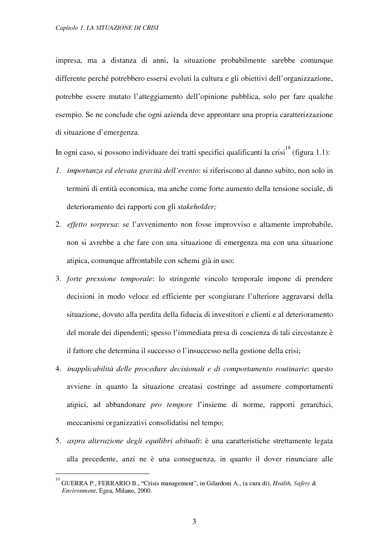 Anteprima della tesi: Crisis management: aspetti teorici e riflessioni su casi reali, Pagina 7