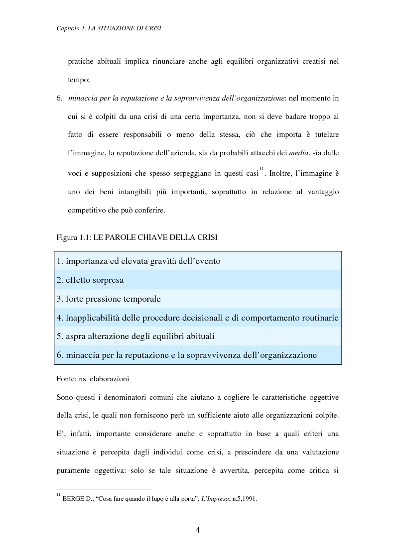 Anteprima della tesi: Crisis management: aspetti teorici e riflessioni su casi reali, Pagina 8