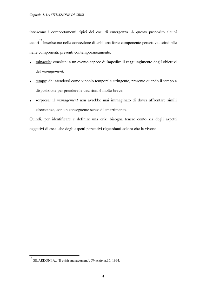 Anteprima della tesi: Crisis management: aspetti teorici e riflessioni su casi reali, Pagina 9