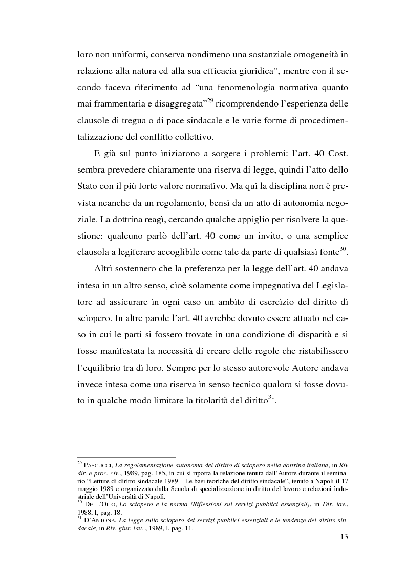 Anteprima della tesi: La commissione di garanzia nella vecchia e nella nuova disciplina della legge sullo sciopero dei servizi pubblici essenziali, Pagina 13