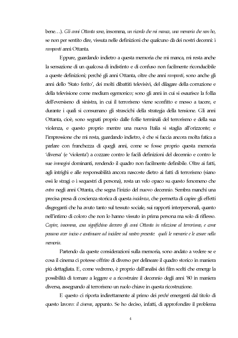Anteprima della tesi: Il cinema e l'impatto del terrorismo sulla società italiana. Alcune ipotesi storiografiche sulla svolta degli anni Ottanta, Pagina 3
