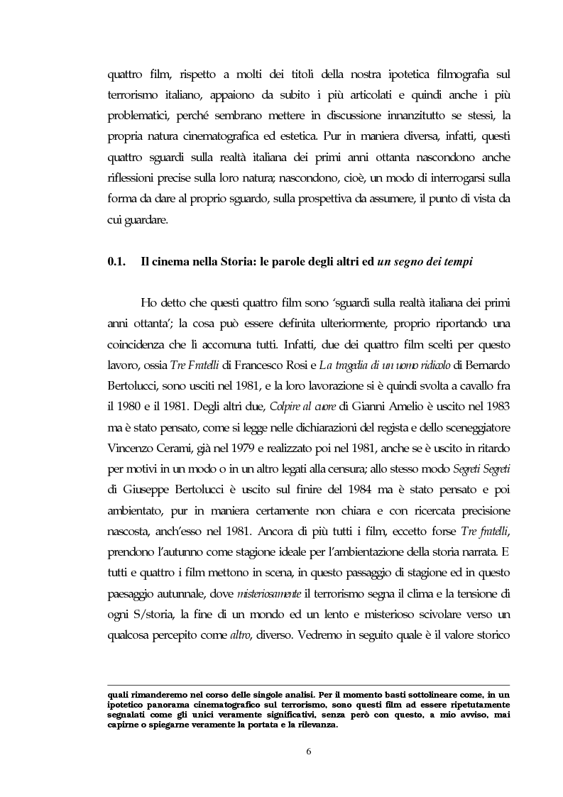 Anteprima della tesi: Il cinema e l'impatto del terrorismo sulla società italiana. Alcune ipotesi storiografiche sulla svolta degli anni Ottanta, Pagina 5