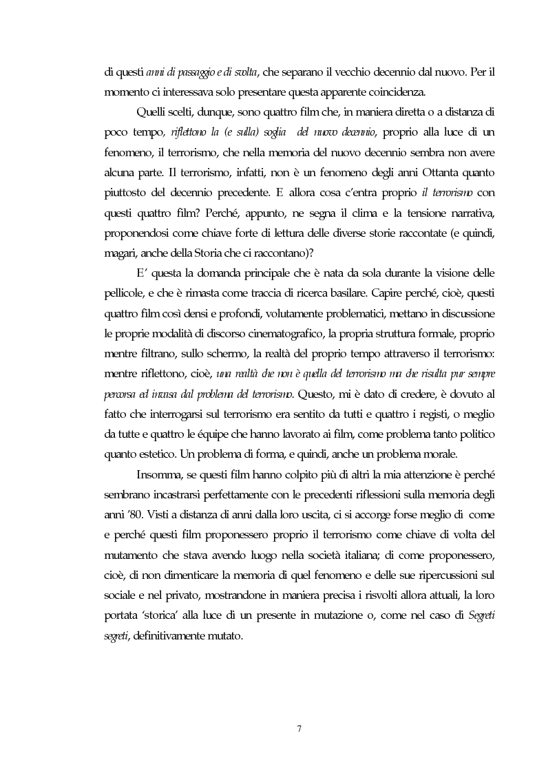 Anteprima della tesi: Il cinema e l'impatto del terrorismo sulla società italiana. Alcune ipotesi storiografiche sulla svolta degli anni Ottanta, Pagina 6