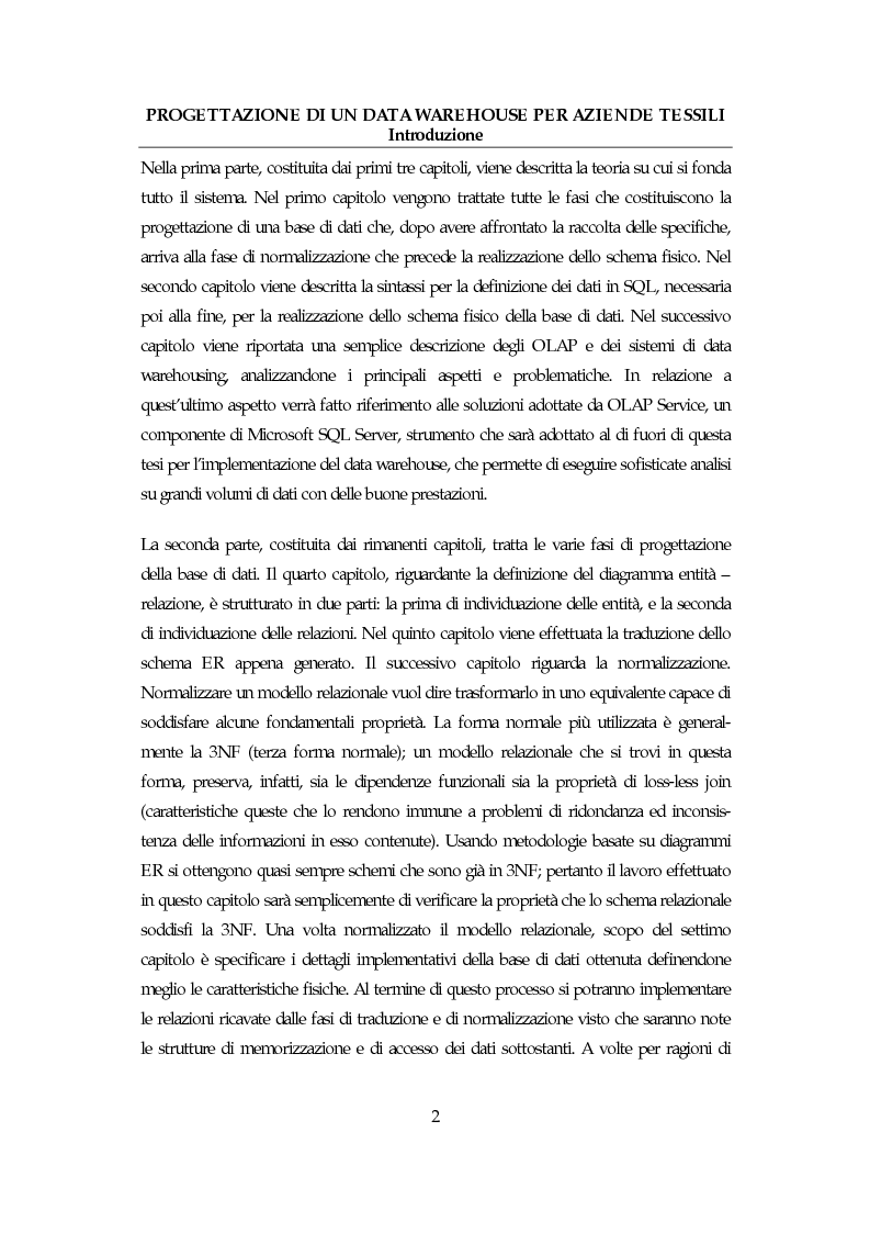 Anteprima della tesi: Progettazione di un data warehouse per aziende tessili, Pagina 2