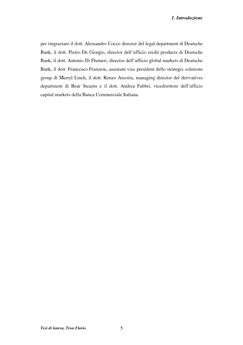 Anteprima della tesi: Il mercato dei credit derivatives, Pagina 5