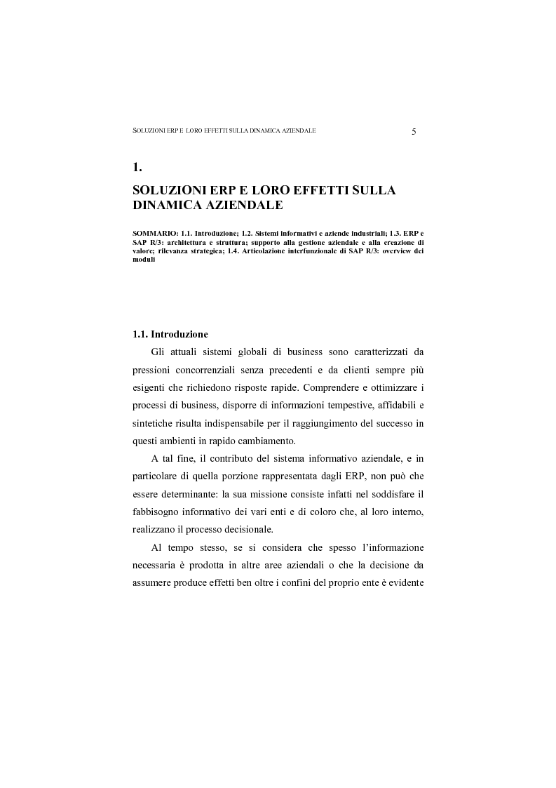 Anteprima della tesi: L'utilizzo dei sistemi Erp nel controllo di gestione. In particolare, Sap R/3 ed il costing di prodotto nelle aziende industriali, Pagina 3