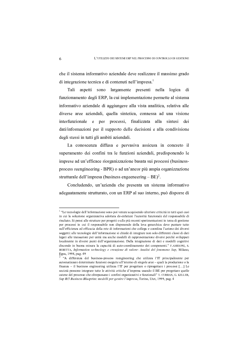 Anteprima della tesi: L'utilizzo dei sistemi Erp nel controllo di gestione. In particolare, Sap R/3 ed il costing di prodotto nelle aziende industriali, Pagina 4