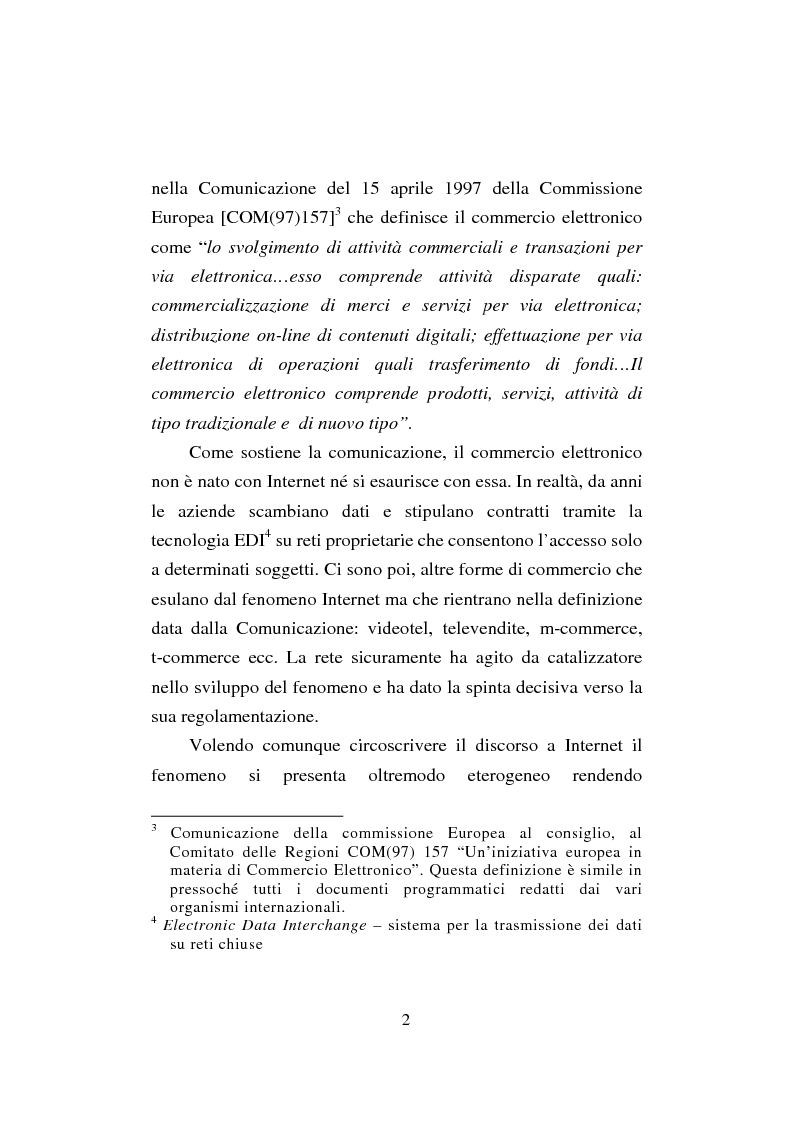 Anteprima della tesi: Il commercio elettronico. Profili giuridici della tutela del consumatore, Pagina 2