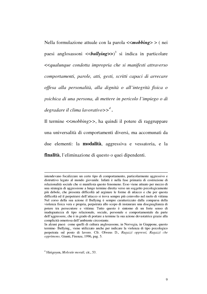 Anteprima della tesi: Il mobbing: concetto e fenomenologia giuridica, Pagina 9