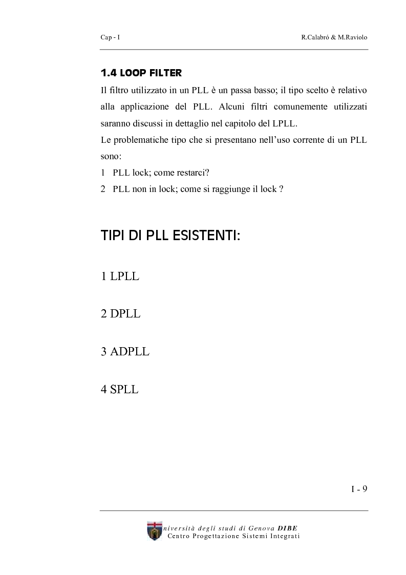 Anteprima della tesi: Progetto di un sintetizzatore a PLL per frequenze 25, 50, 75 Mhz in tecnologia CMOS 0.8 micron, Pagina 4