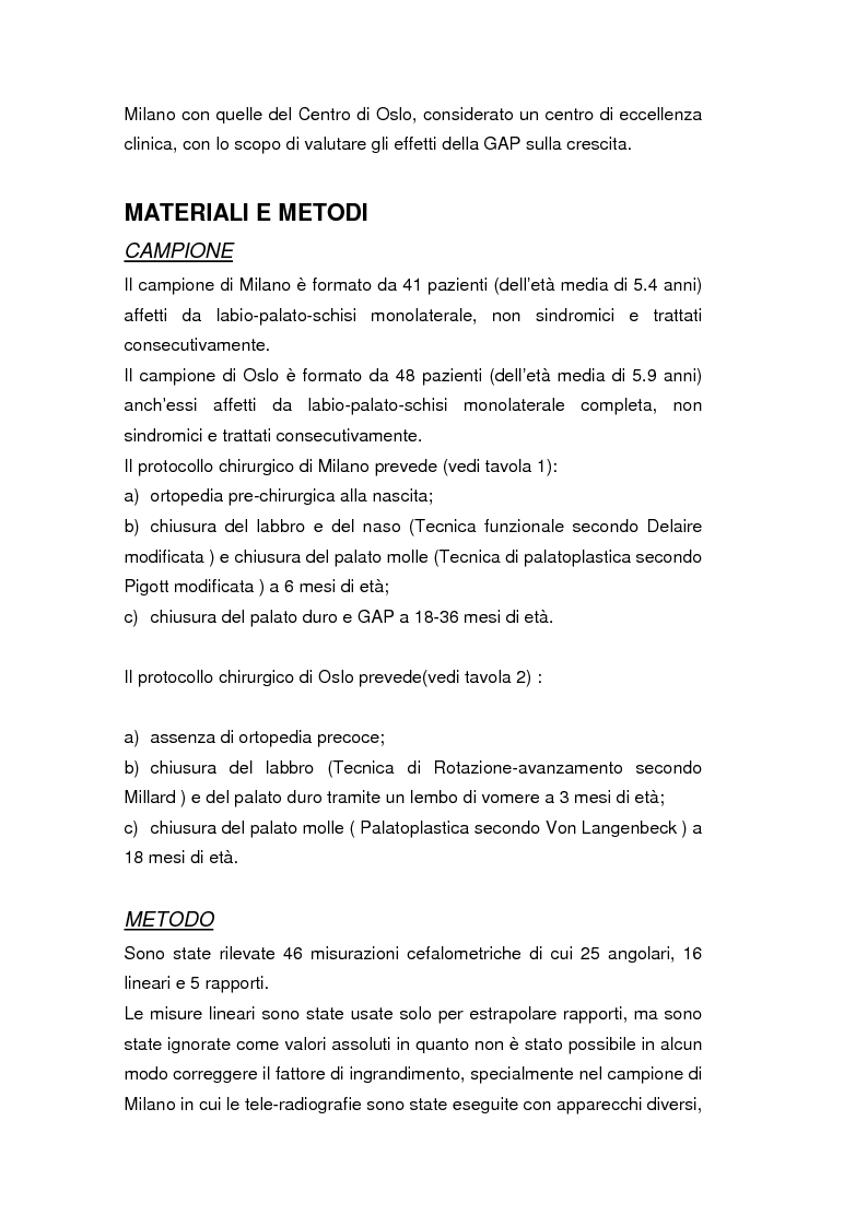 Anteprima della tesi: La crescita cranio-facciale nei pazienti affetti da labiopalatoschisi monolaterale completa: studio multicentric, Pagina 2