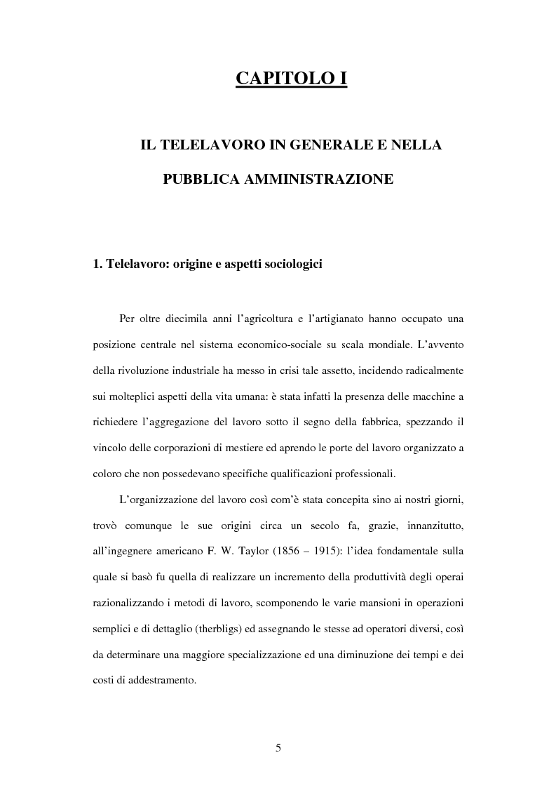 Anteprima della tesi: Il telelavoro nelle pubbliche amministrazioni, Pagina 5