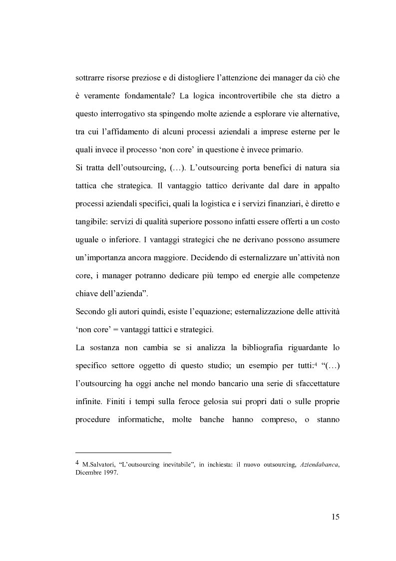 Anteprima della tesi: La banca e l’outsourcing dei sistemi informativi, Pagina 10