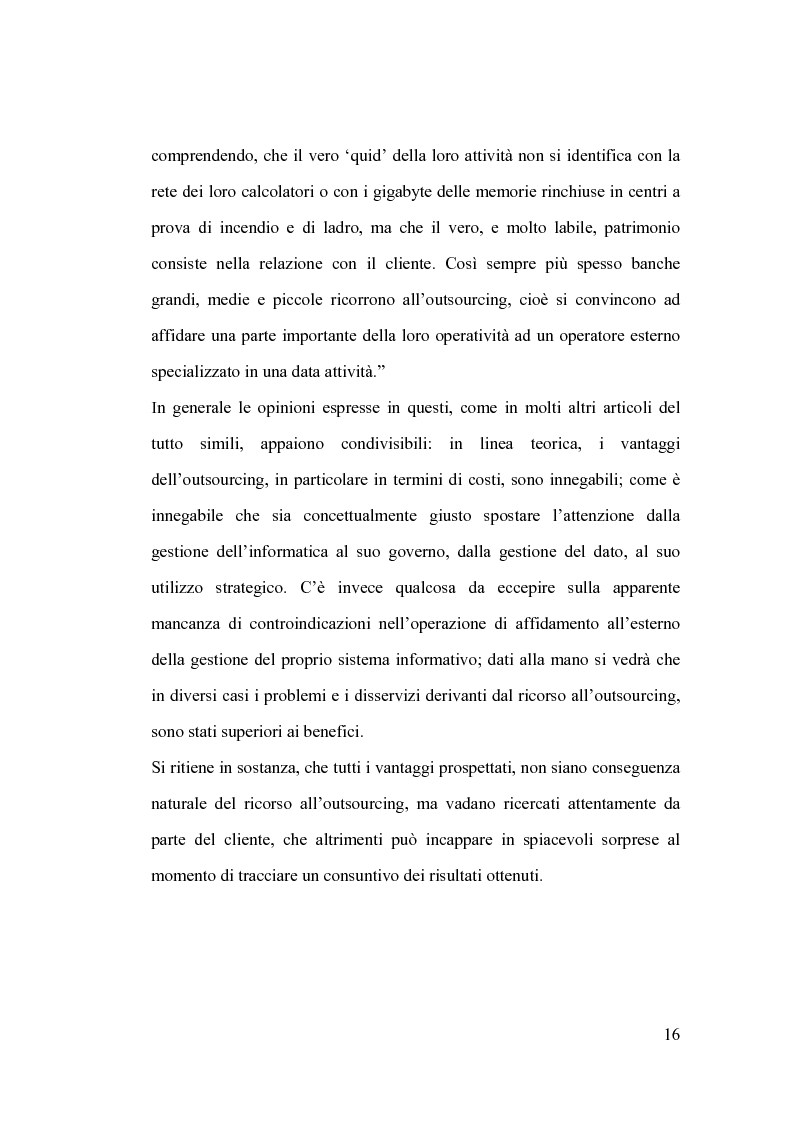 Anteprima della tesi: La banca e l’outsourcing dei sistemi informativi, Pagina 11
