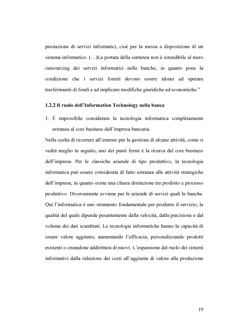 Anteprima della tesi: La banca e l’outsourcing dei sistemi informativi, Pagina 14