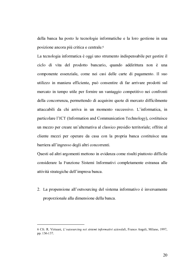 Anteprima della tesi: La banca e l’outsourcing dei sistemi informativi, Pagina 15