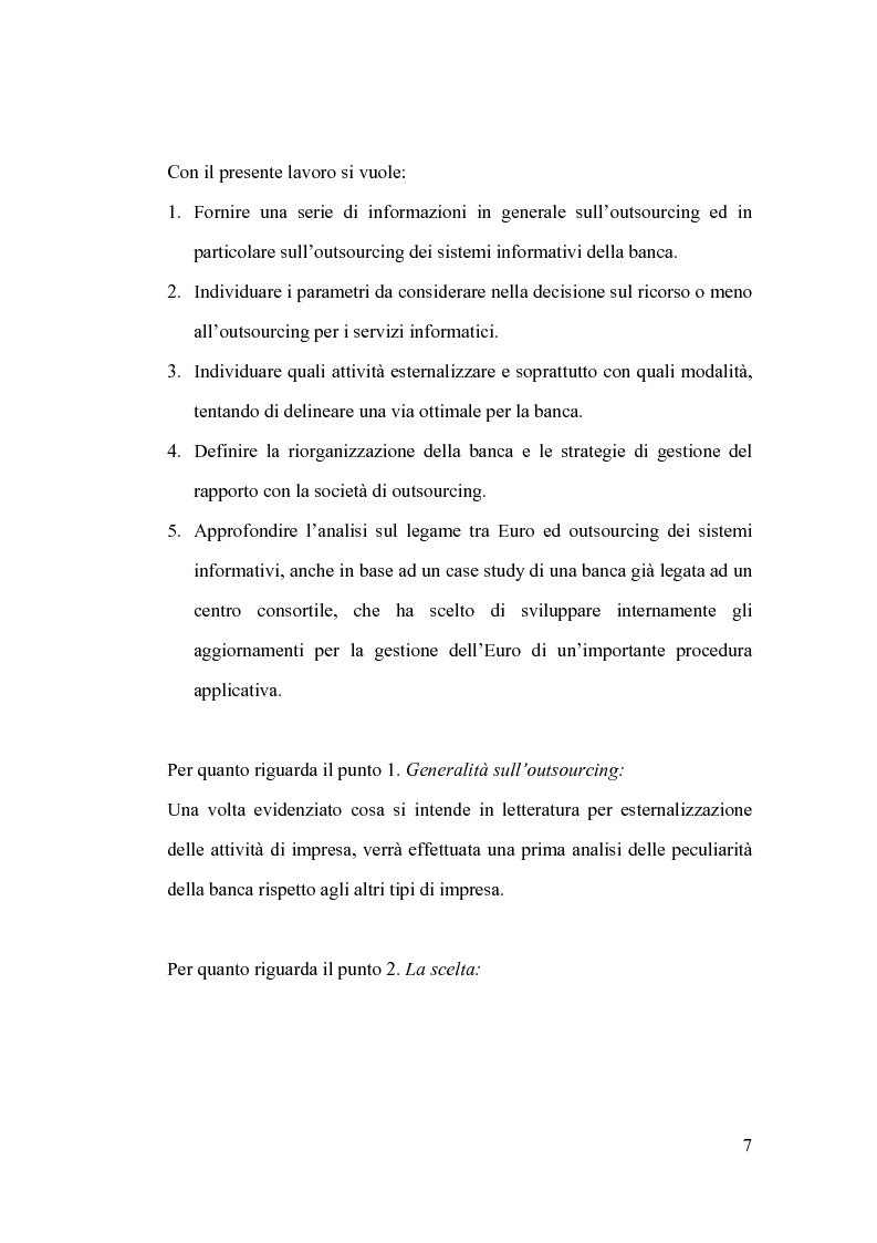 Anteprima della tesi: La banca e l’outsourcing dei sistemi informativi, Pagina 2